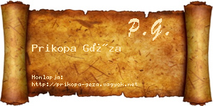 Prikopa Géza névjegykártya